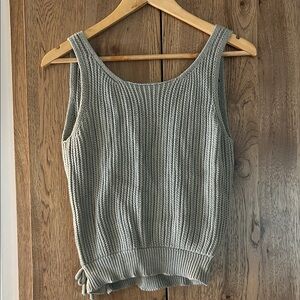 Elegant Pale Green Knit Open Back Tank Top